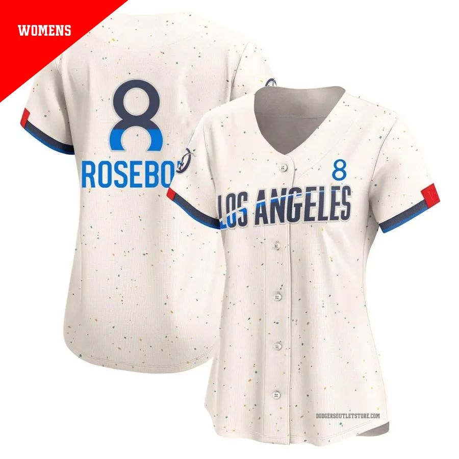 Los Angeles Dodgers ＃8 John Roseboro Women's Cream Limited 2024 City Connect Jersey