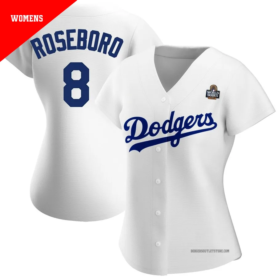 Los Angeles Dodgers ＃8 John Roseboro Women's White Replica Home 2024 World Series Jersey