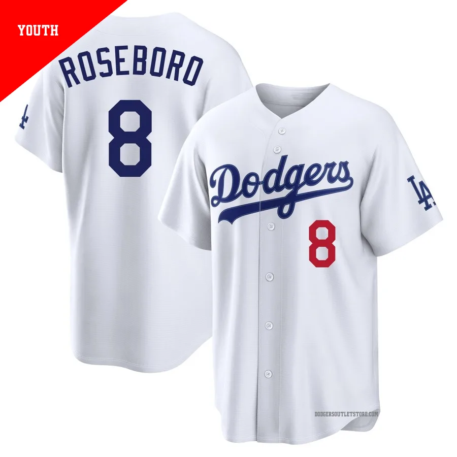 Los Angeles Dodgers ＃8 John Roseboro Youth White Limited Home Stadium Jersey