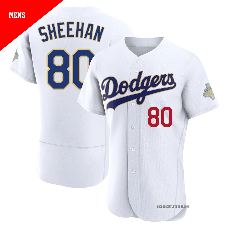 Los Angeles Dodgers ＃80 Emmet Sheehan Men's Gold Authentic White 2026 Collection Jersey