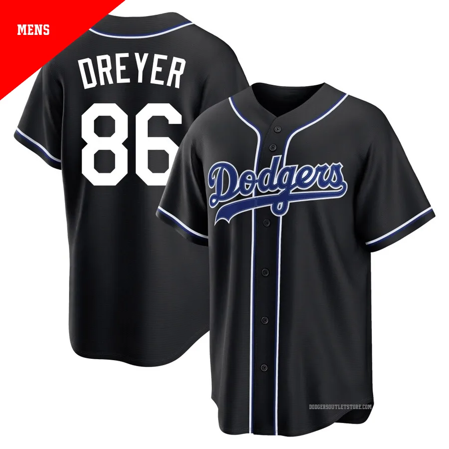 Los Angeles Dodgers ＃86 Jack Dreyer Men's Black Replica Fashion Out Jersey