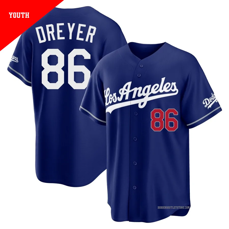 Los Angeles Dodgers ＃86 Jack Dreyer Youth Royal Limited Alternate Stadium Jersey