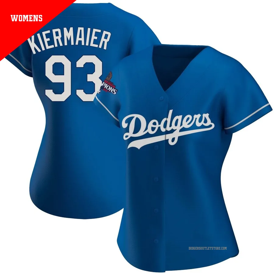 Los Angeles Dodgers ＃93 Kevin Kiermaier Women's Royal Replica Alternate 2024 World Series Champions Jersey
