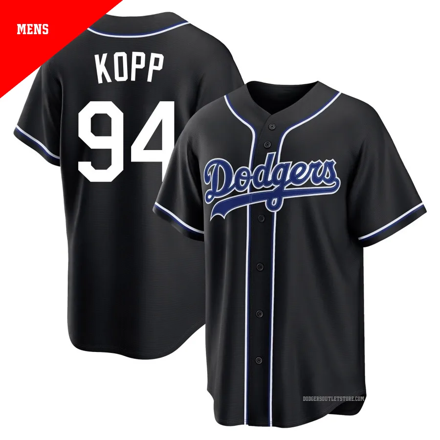 Los Angeles Dodgers ＃94 Ronan Kopp Men's Black Replica Fashion Out Jersey