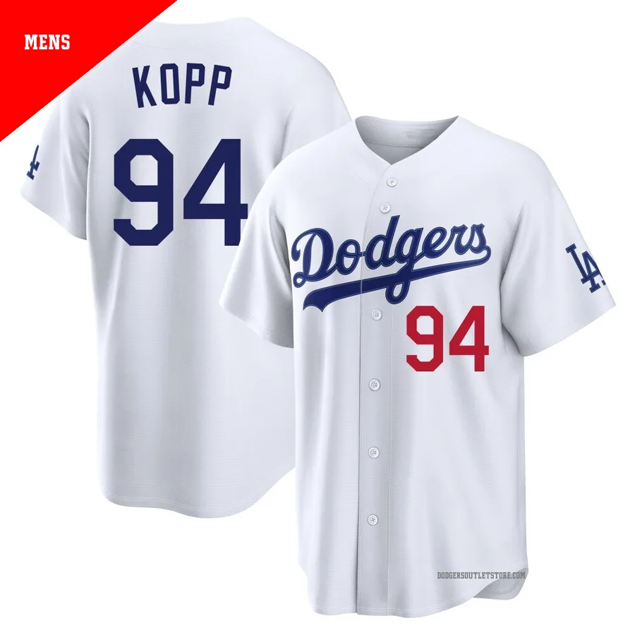 Los Angeles Dodgers ＃94 Ronan Kopp Men's White Limited Home Stadium Jersey