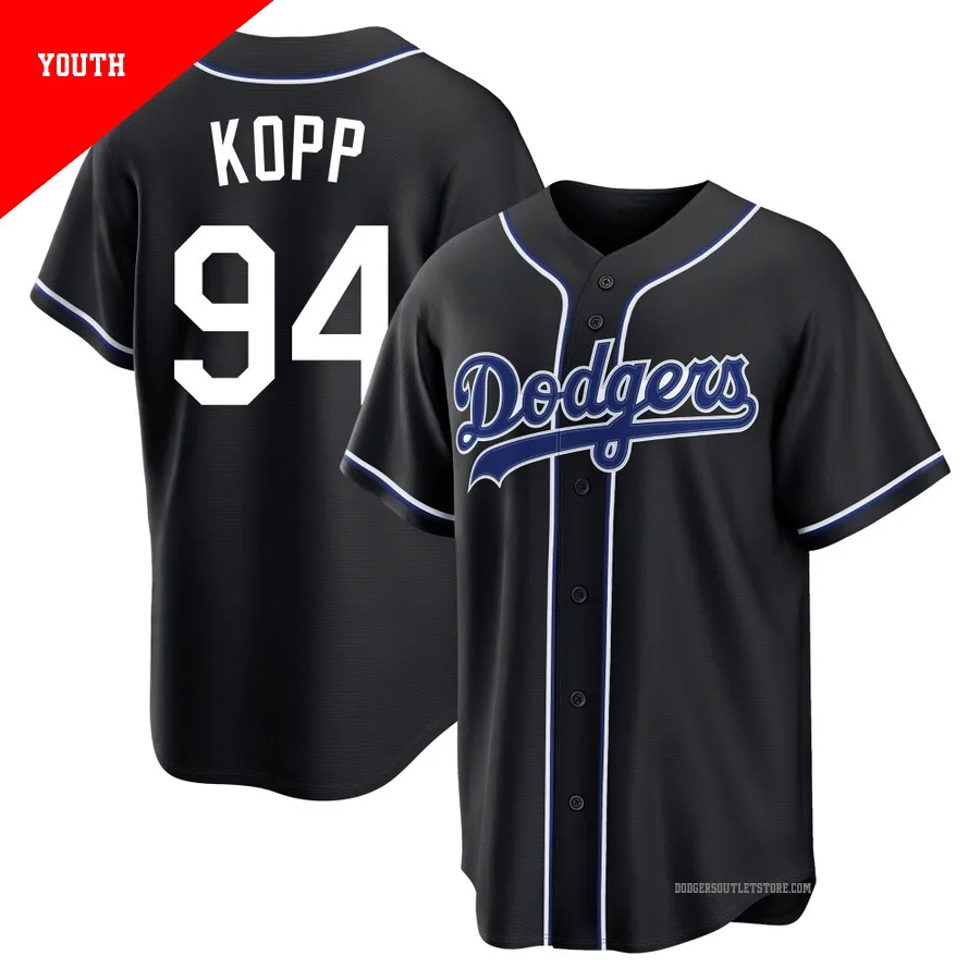 Los Angeles Dodgers ＃94 Ronan Kopp Youth Black Replica Fashion Out Jersey