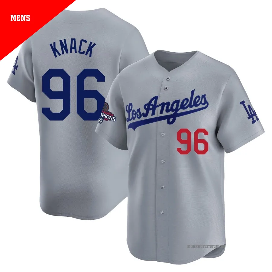 Los Angeles Dodgers ＃96 Landon Knack Men's Gray Limited Away World Series Champions Jersey