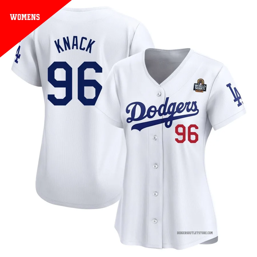 Los Angeles Dodgers ＃96 Landon Knack Women's White Limited Home 2024 World Series Jersey