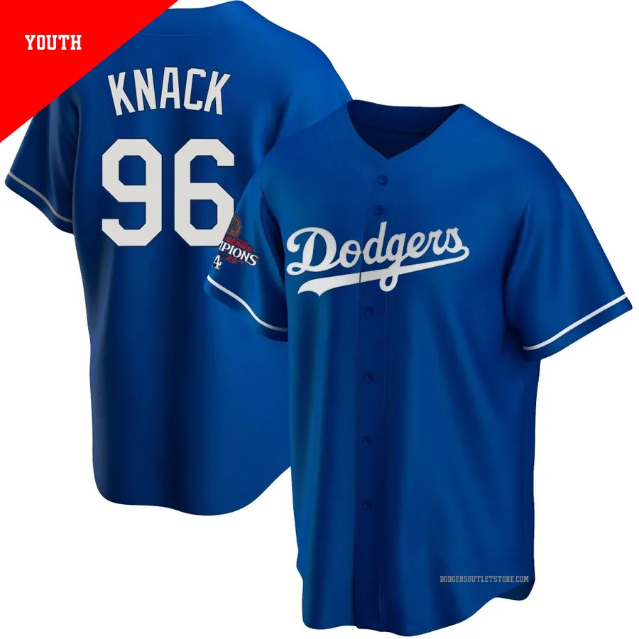 Los Angeles Dodgers ＃96 Landon Knack Youth Royal Replica Alternate 2024 World Series Champions Jersey