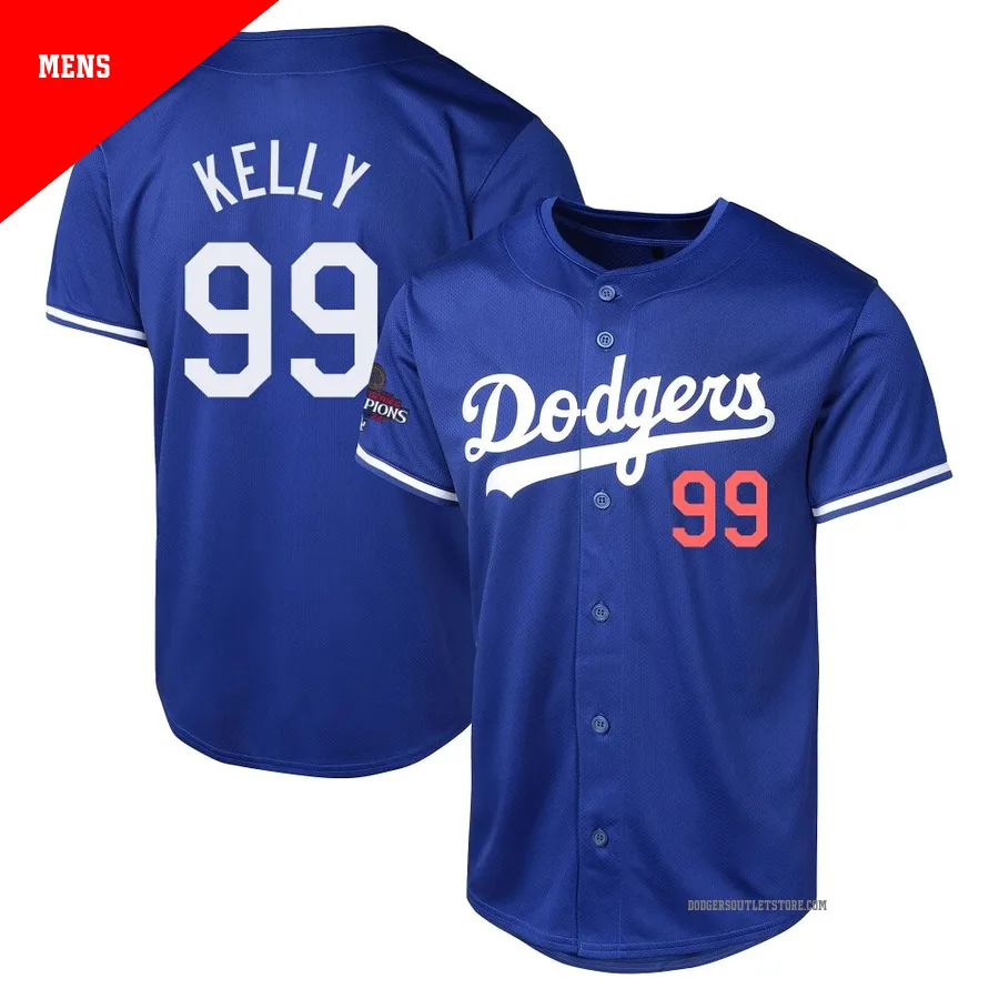 Los Angeles Dodgers ＃99 Joe Kelly Men's Royal Limited Alternate World Series Champions Jersey