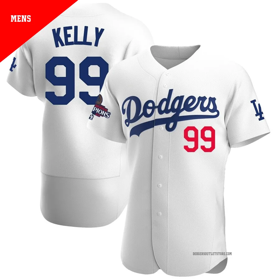 Los Angeles Dodgers ＃99 Joe Kelly Men's White Authentic Home Official 2024 World Series Champions Jersey