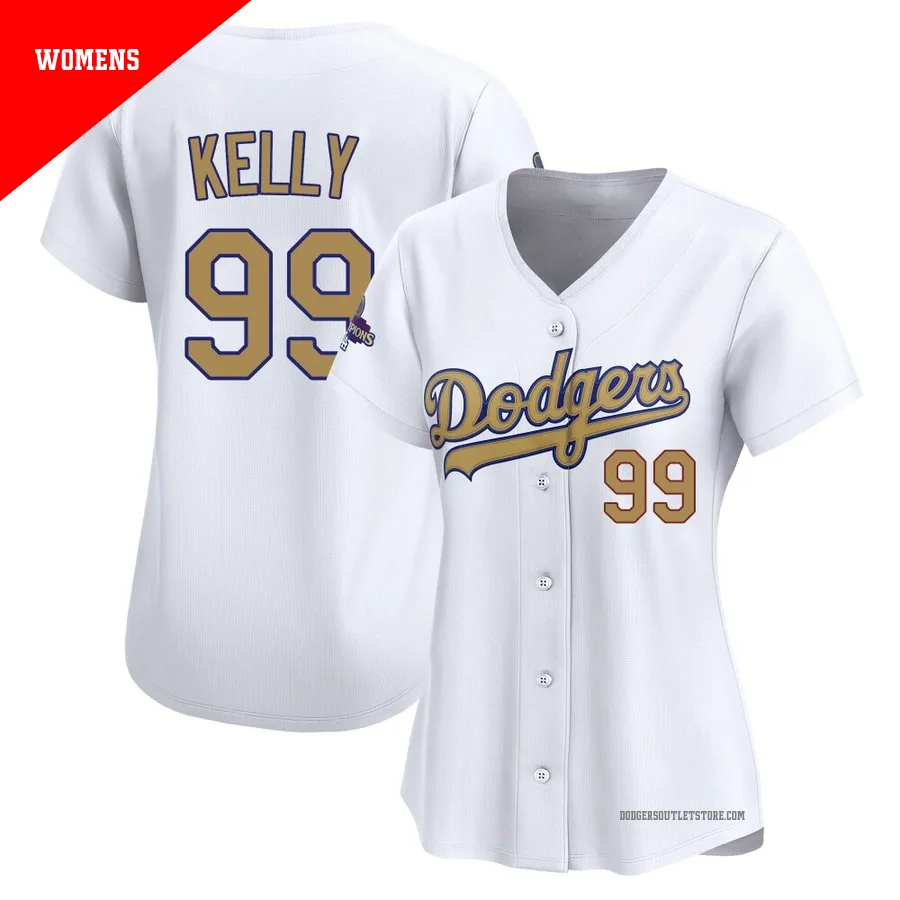 Los Angeles Dodgers ＃99 Joe Kelly Women's Gold Limited White 2025 Collection Jersey