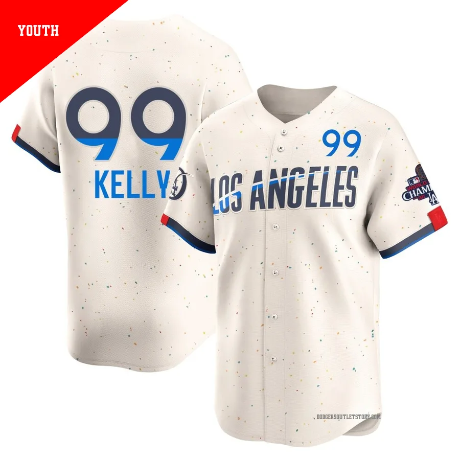 Los Angeles Dodgers ＃99 Joe Kelly Youth Cream Limited 2024 City Connect World Series Champions Jersey